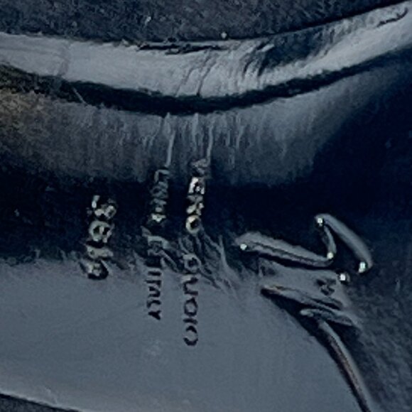 Giuseppe Zanotti Blk Suede Snakeskin High Heel Peeptoe Slingback Pump Sz 8.5 - Picture 11 of 15